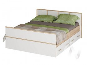 Двуспальная кровать 1,4м Сакура (дуб сонома/белый) в Эсэ-Хайе - ehseh-hajya.mebel-nsk.ru | фото