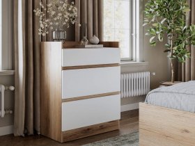 Комод 3 ящика Брауни (дуб делано/белый) в Эсэ-Хайе - ehseh-hajya.mebel-nsk.ru | фото