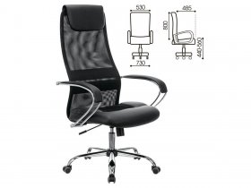 Кресло офисное BRABIX PREMIUM Stalker EX-608 CH, хром, ткань-сетка/кожзам, черное в Эсэ-Хайе - ehseh-hajya.mebel-nsk.ru | фото