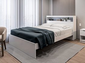 Кровать двуспальная 1,6м Бруклин СБ-3356 (белый) в Эсэ-Хайе - ehseh-hajya.mebel-nsk.ru | фото