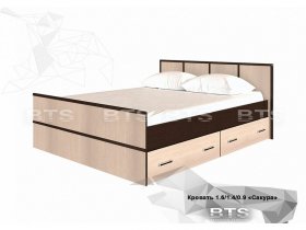 Кровать двуспальная с ящиками 1,4м Сакура (BTS) в Эсэ-Хайе - ehseh-hajya.mebel-nsk.ru | фото