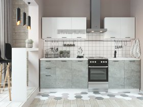 Кухонный гарнитур Дуся 2,0 м (белый глянец/цемент) в Эсэ-Хайе - ehseh-hajya.mebel-nsk.ru | фото