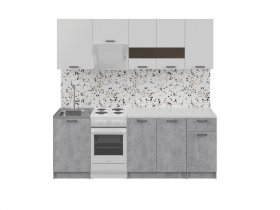 Кухонный гарнитур Розалия 1,7 м (белый/цемент) в Эсэ-Хайе - ehseh-hajya.mebel-nsk.ru | фото