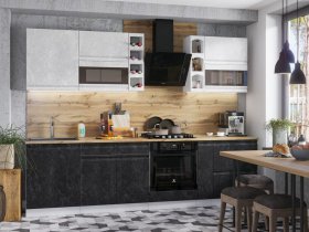 Модульная кухня Бруклин (белый/черный бетон) в Эсэ-Хайе - ehseh-hajya.mebel-nsk.ru | фото