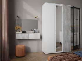 Модульная спальня Ливерпуль (белый/бетон светлый) в Эсэ-Хайе - ehseh-hajya.mebel-nsk.ru | фото