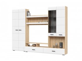 Стенка ГС-01 Либерти (дуб сонома/белый глянец) в Эсэ-Хайе - ehseh-hajya.mebel-nsk.ru | фото
